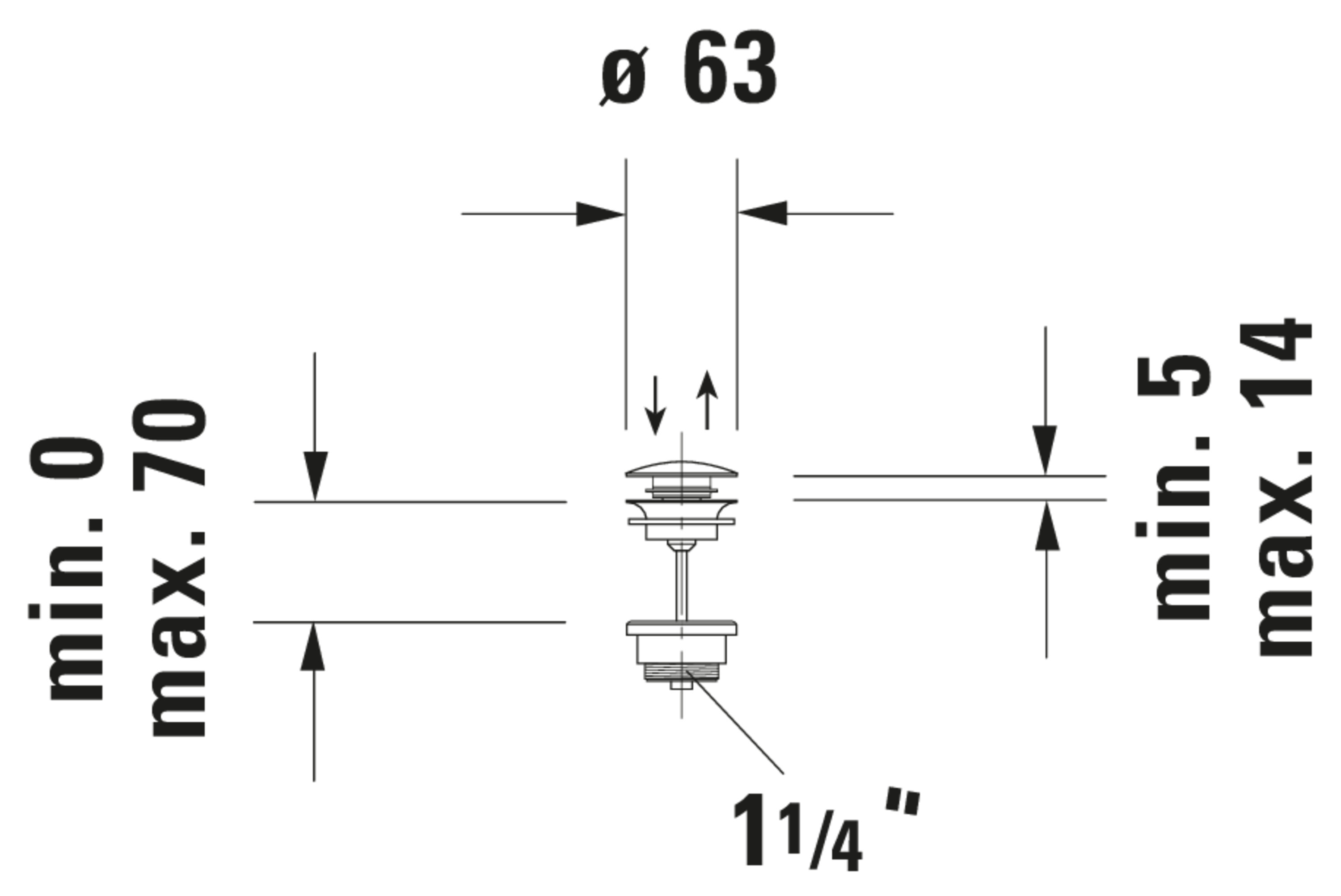 Technische Zeichnungen, Modell Nr.: 005052, Push-open Ventil, 63,5 x 95 x 63,5 mm