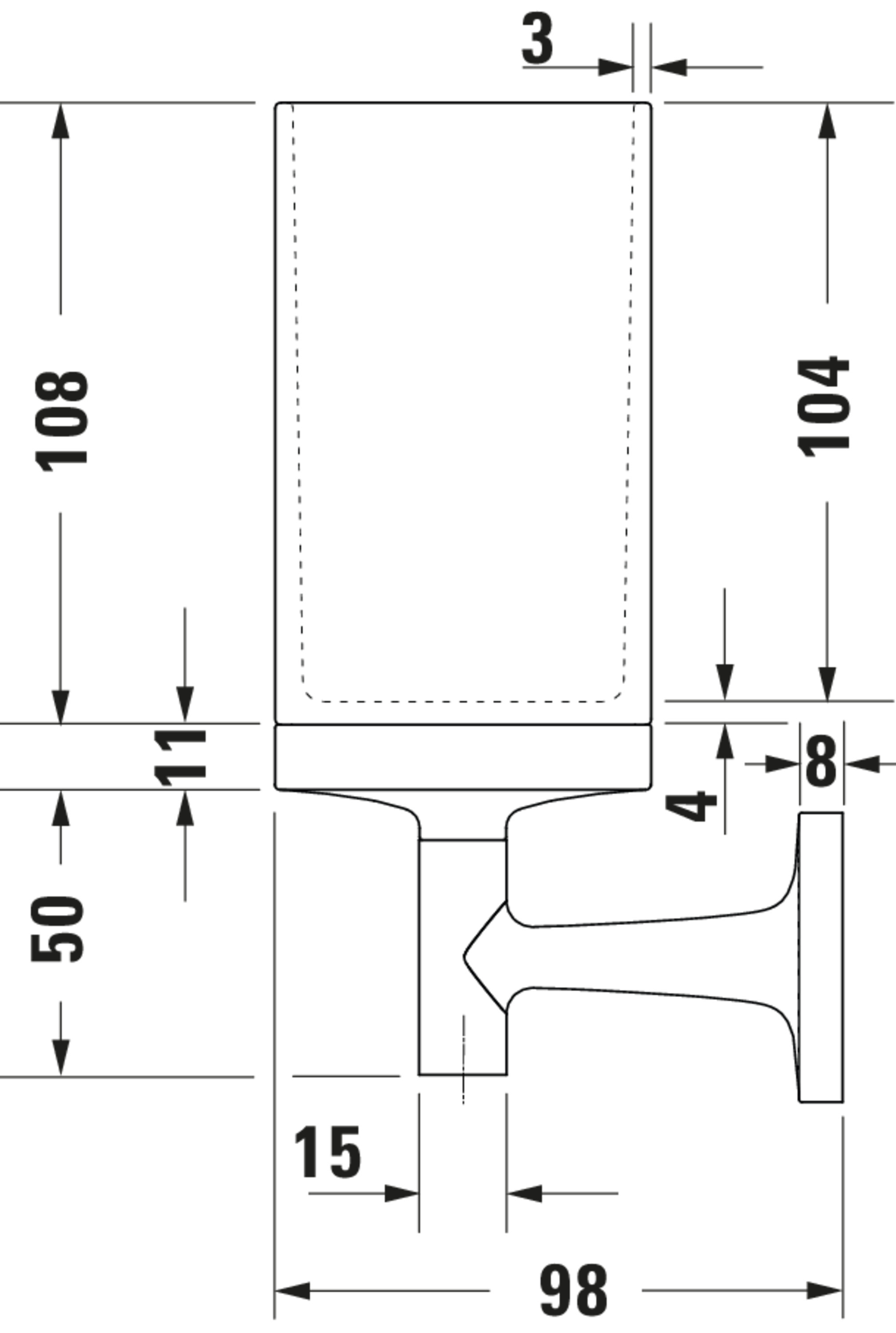 Technische Zeichnungen, Modell Nr.: 009931, Zahnputzbecher, 65 x 173 x 98 mm