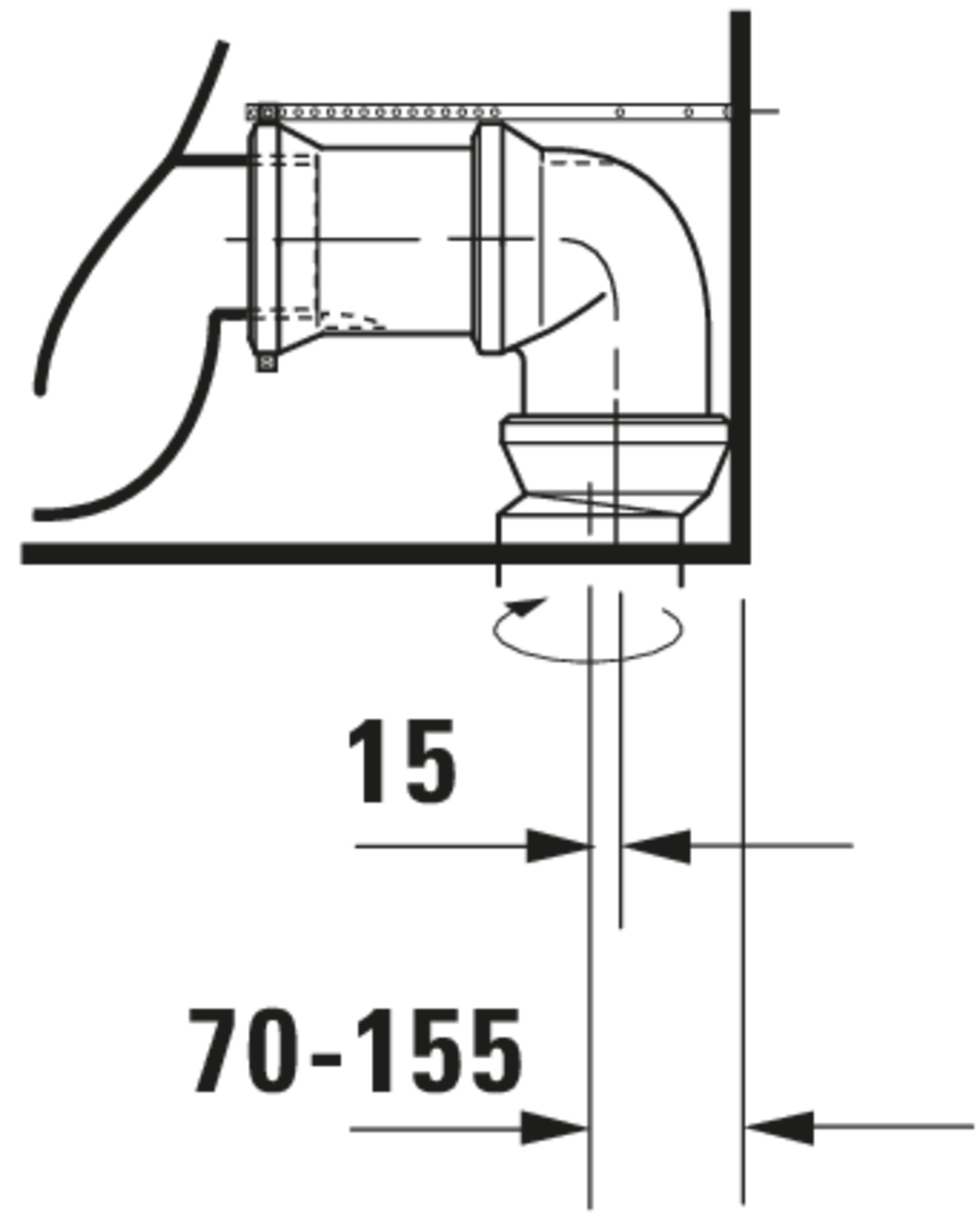 Technische Zeichnungen, Modell Nr.: 012809, Stand WC für Kombination, 370 x 430 x 660 mm