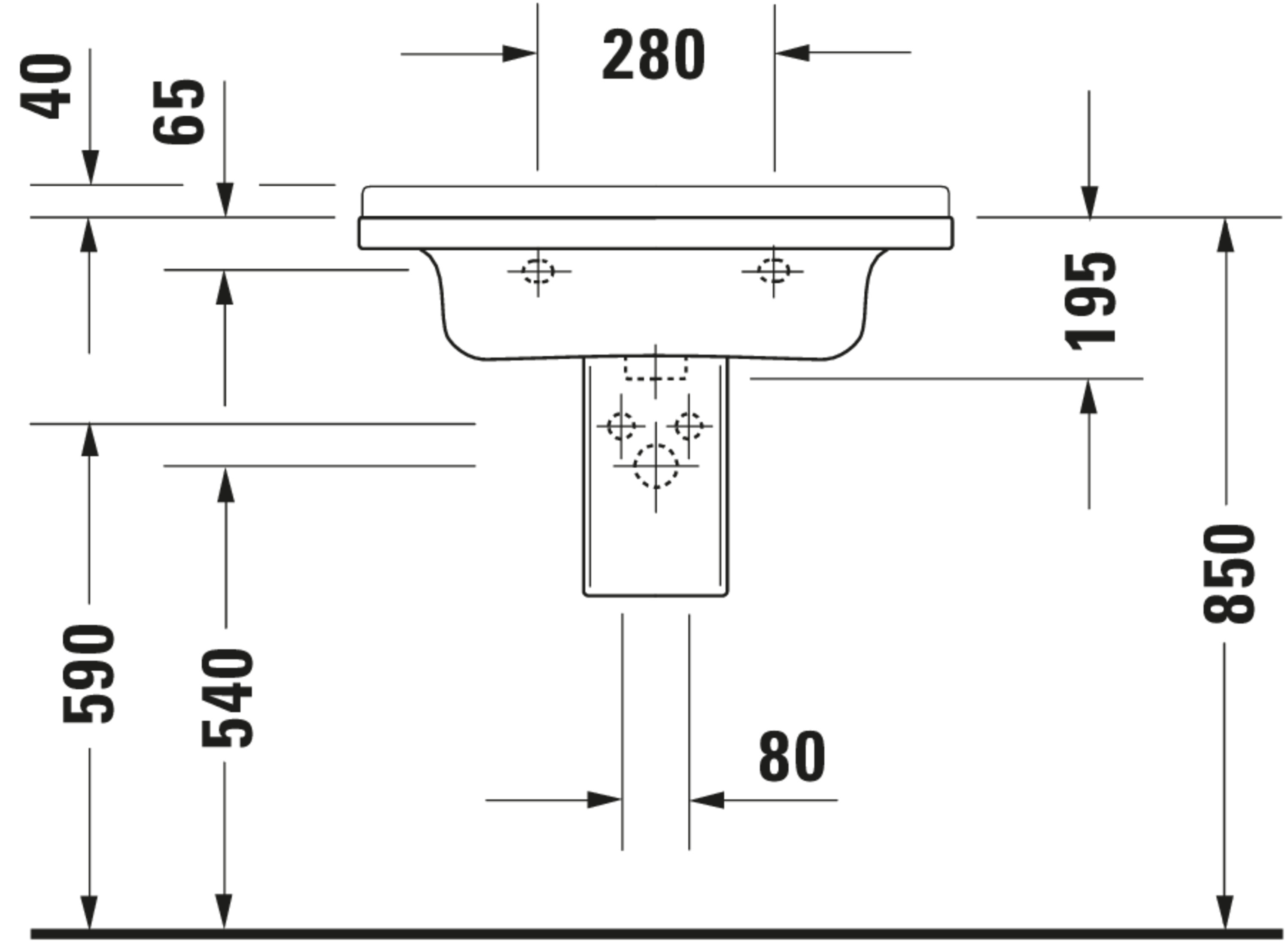 Technische Zeichnungen, Modell Nr.: 030470, Waschtisch, 700 x 235 x 490 mm