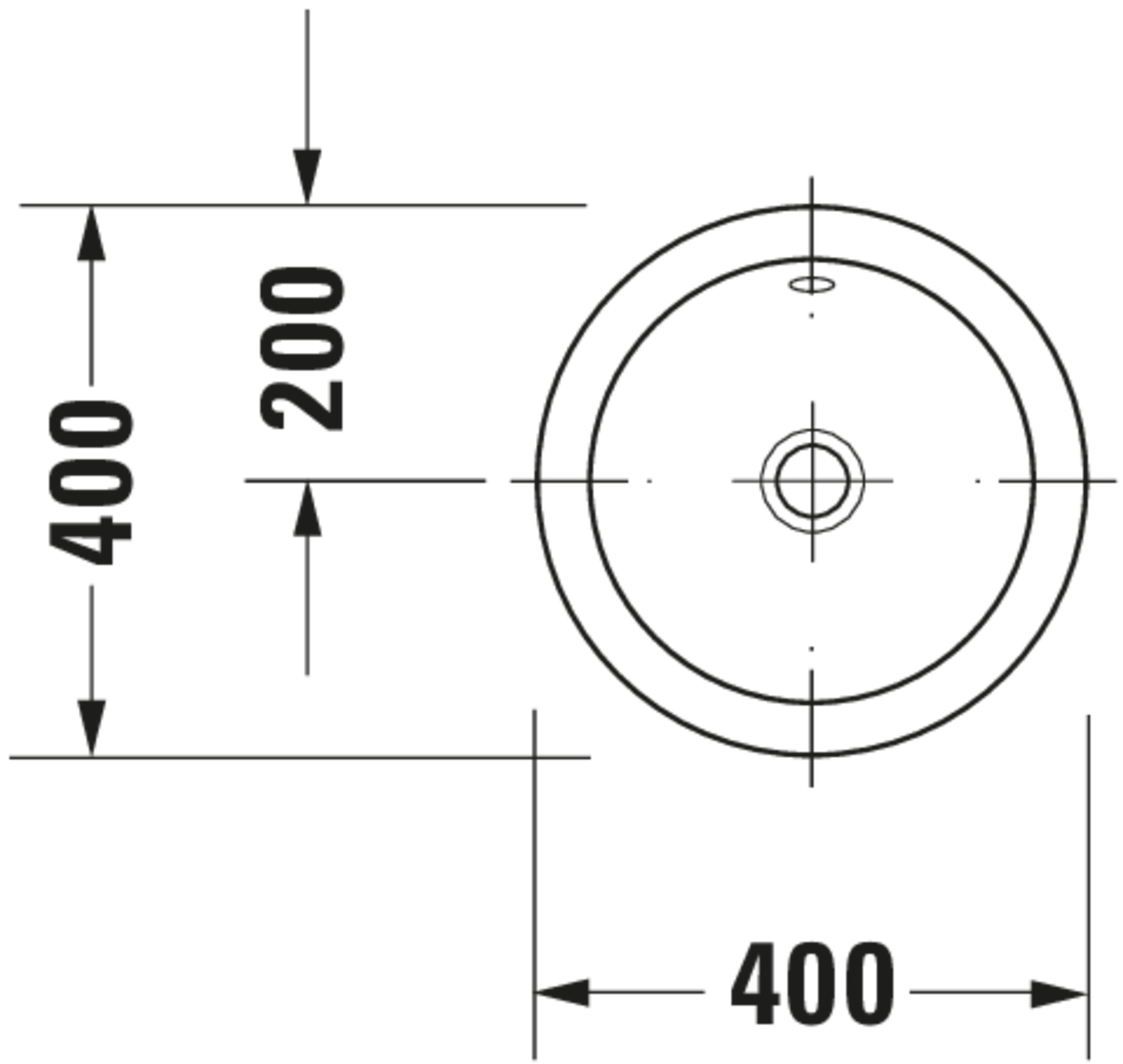 Technische Zeichnungen, Modell Nr.: 031840, Einbauwaschtisch, 400 x 190 x 400 mm
