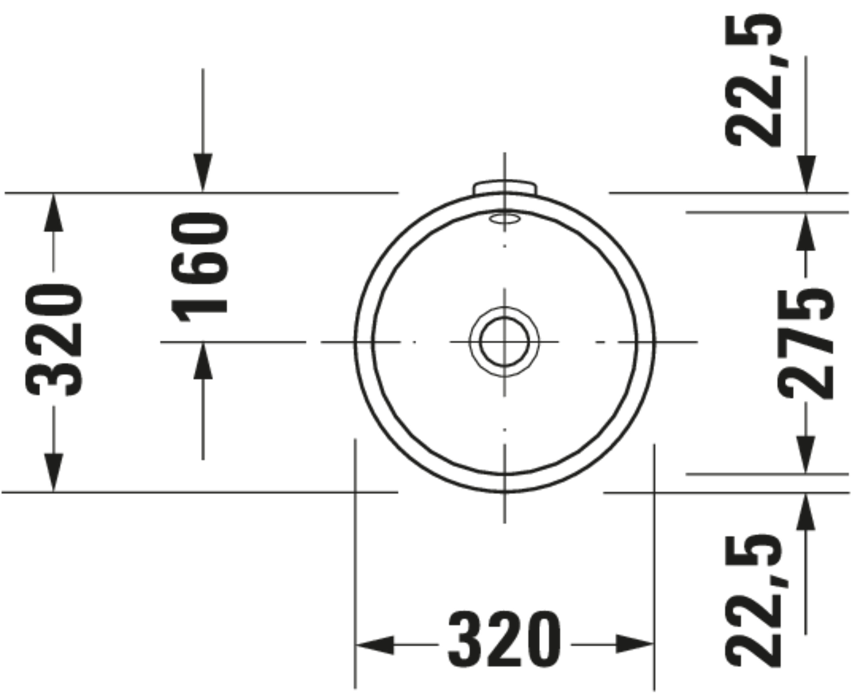 Technische Zeichnungen, Modell Nr.: 031927, Einbauwaschtisch, 320 x 190 x 320 mm