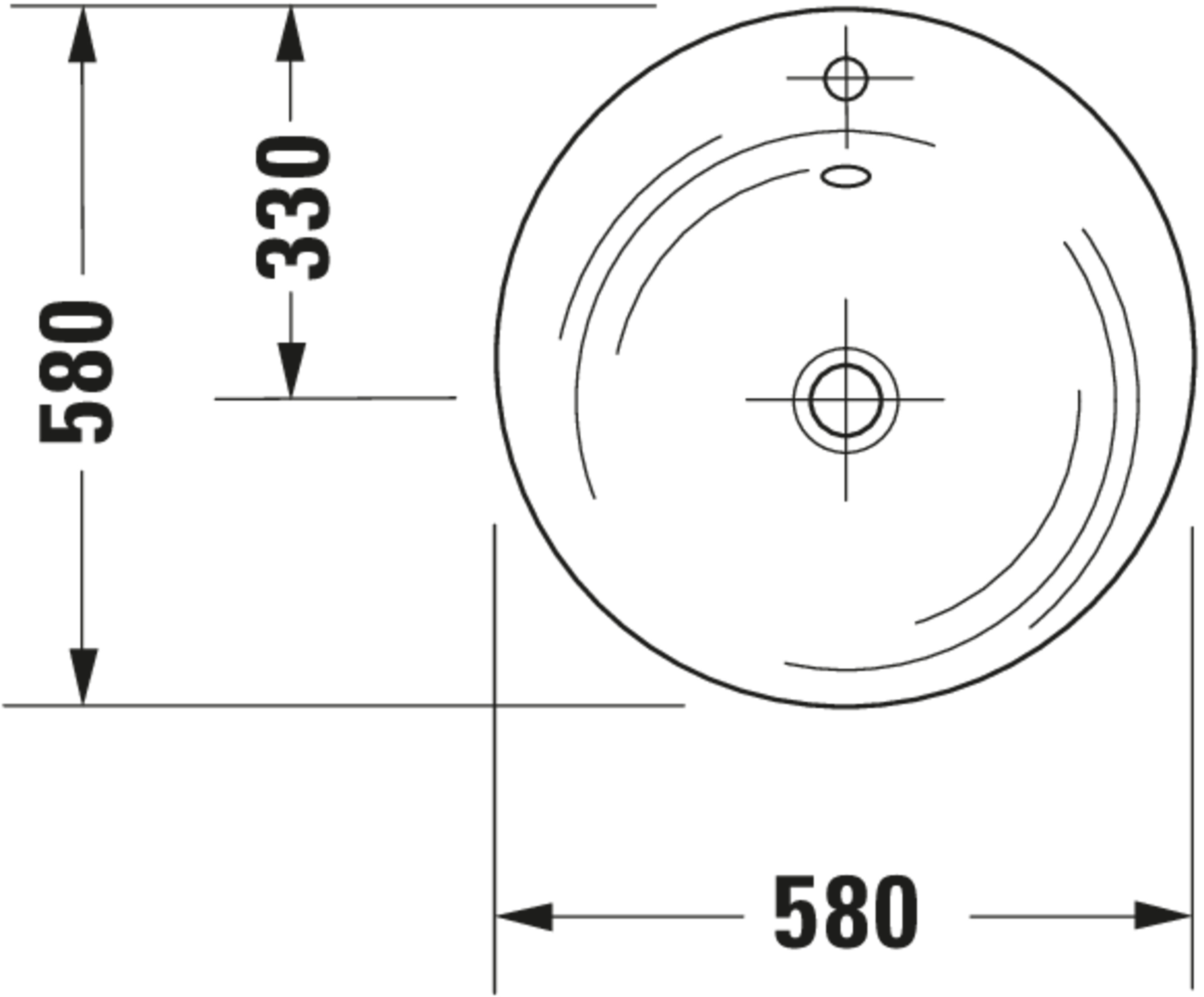 Technische Zeichnungen, Modell Nr.: 040658, Einbauwaschtisch, 580 x 165 x 580 mm