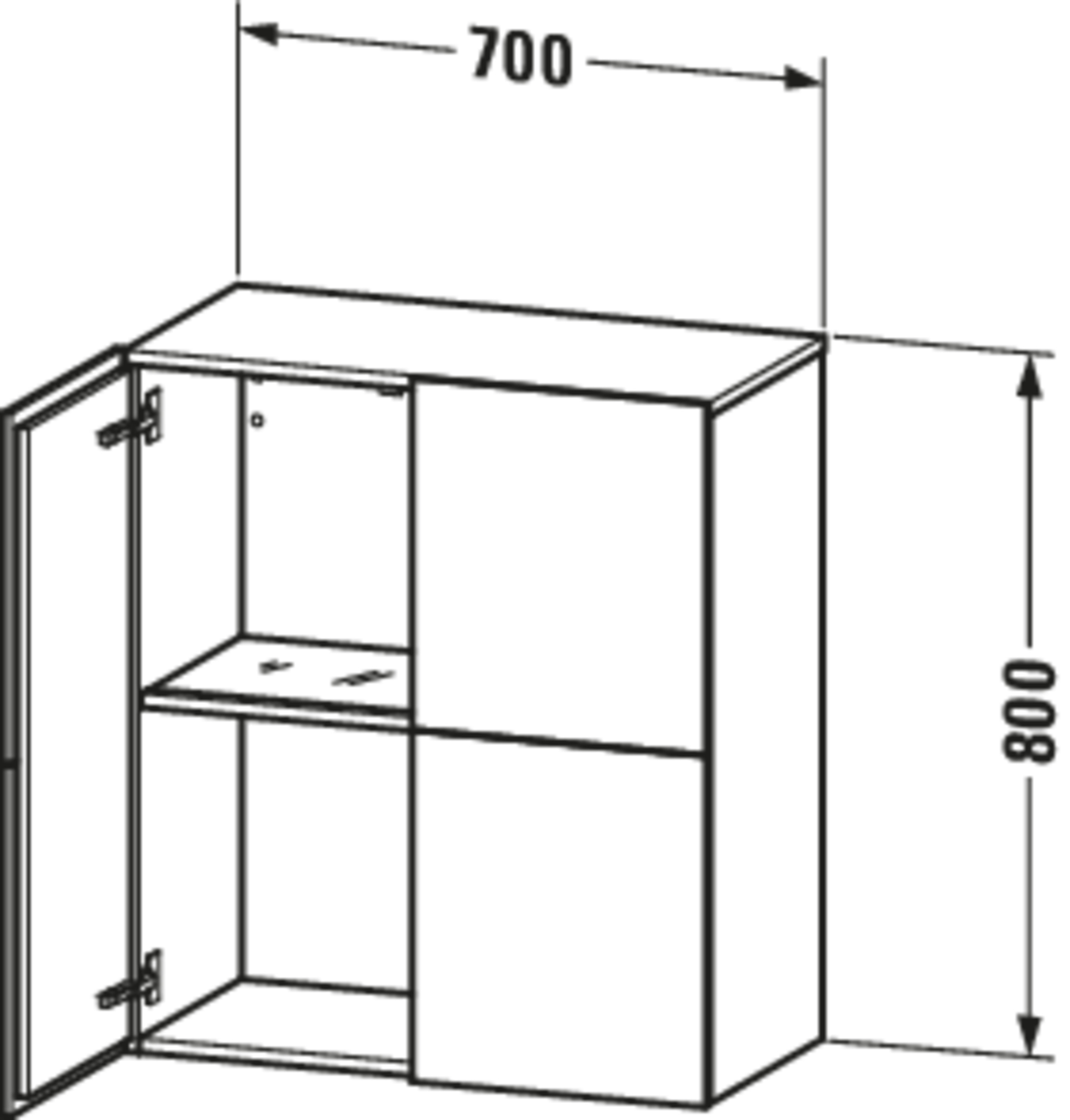 Technische Zeichnungen, Modell Nr.: LC1177, Halbhochschrank, 700 x 800 x 363 mm