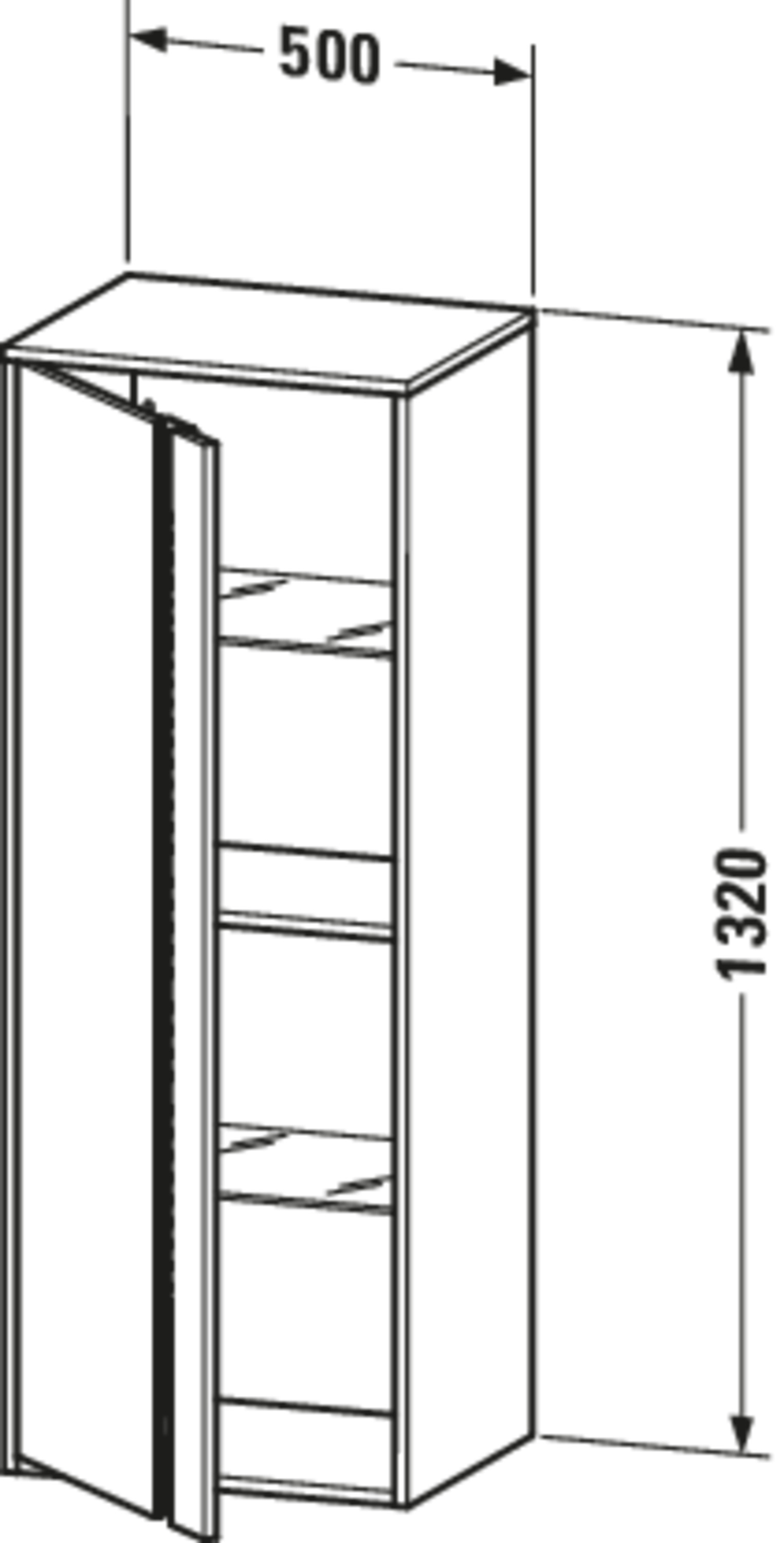 Technische Zeichnungen, Modell Nr.: KT1267, Halbhochschrank, 500 x 1320 x 360 mm