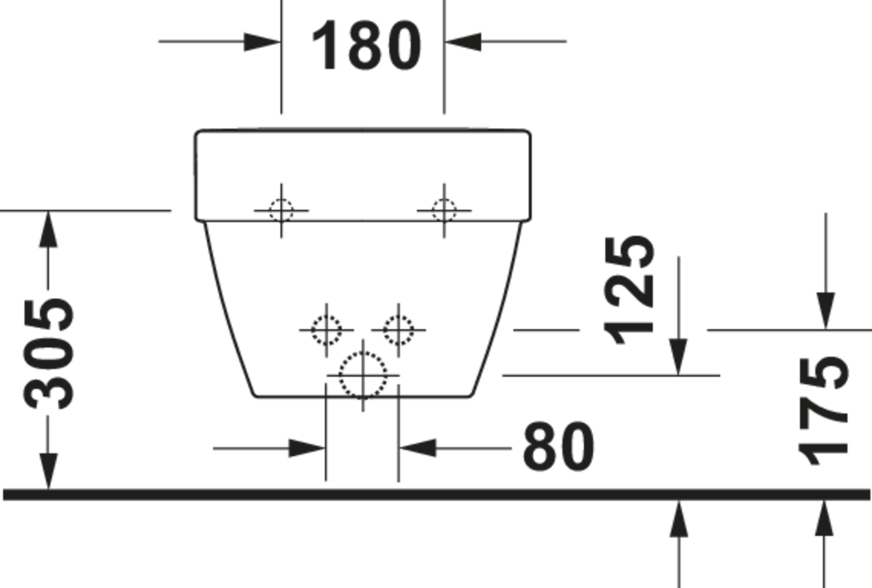 Technische Zeichnungen, Modell Nr.: 227415, Wand Bidet, 370 x 300 x 570 mm