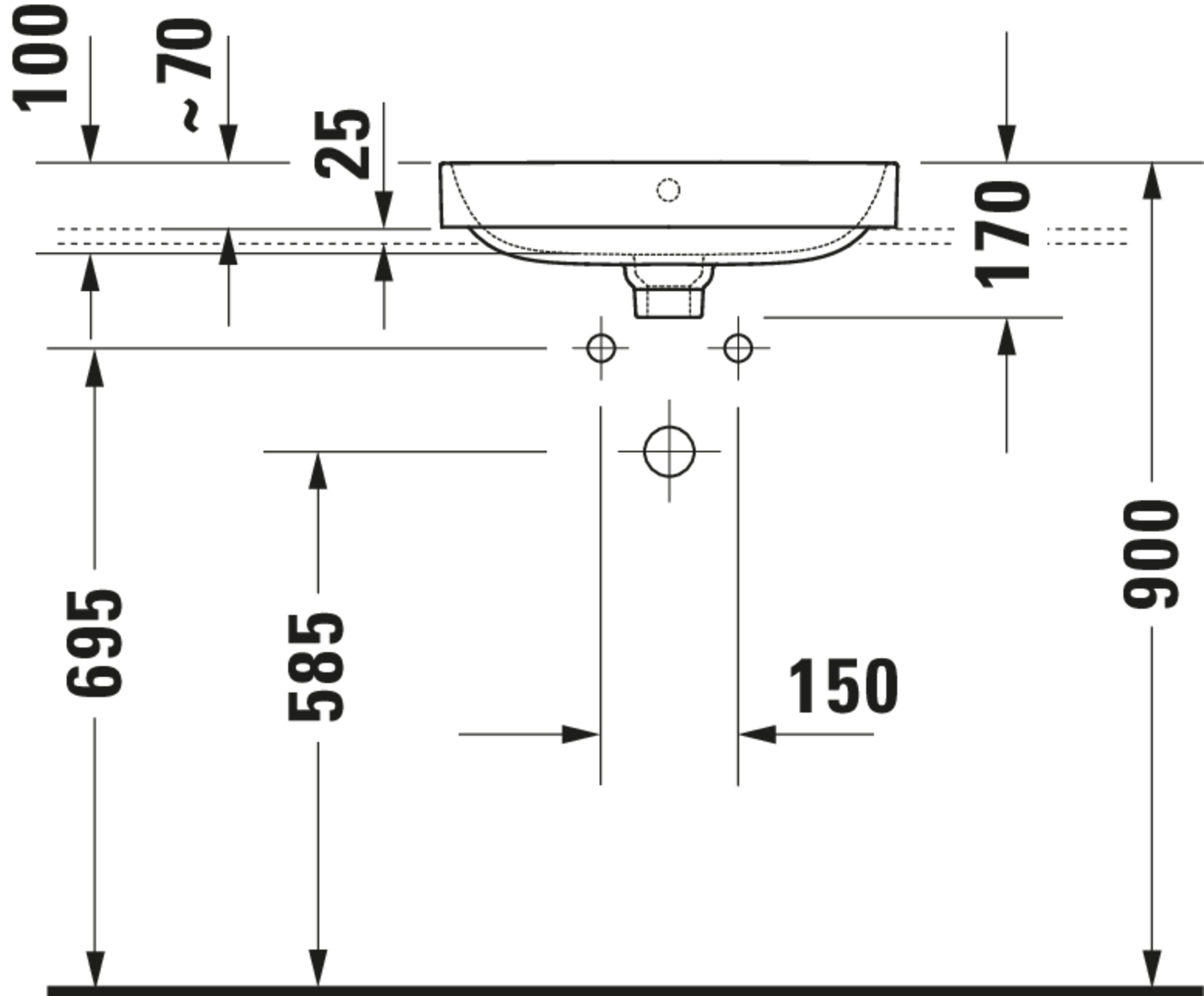 Technische Zeichnungen, Modell Nr.: 236050, Aufsatzbecken, 500 x 170 x 400 mm