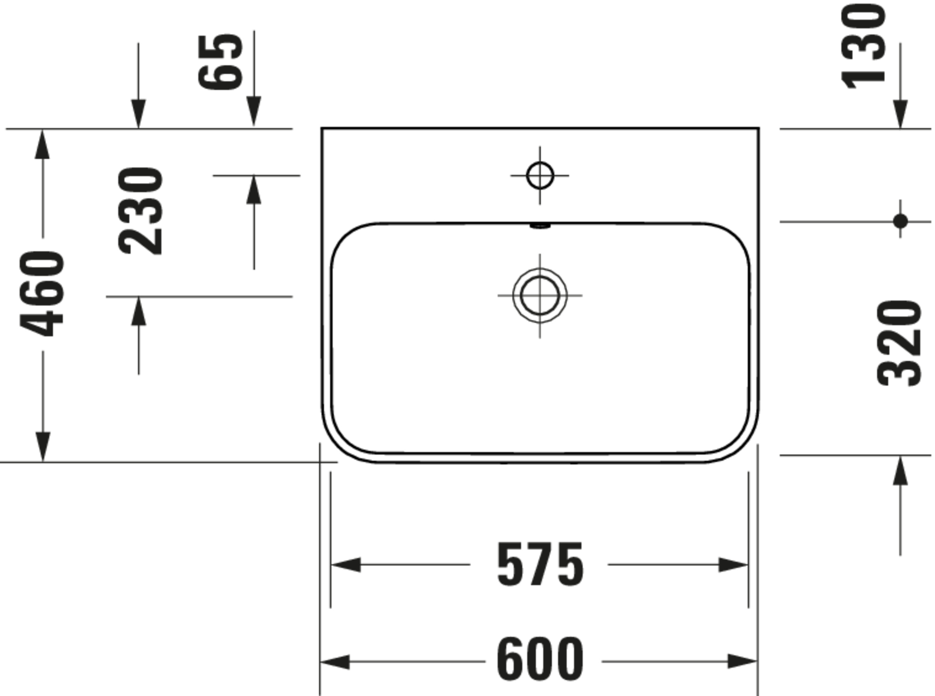 Technische Zeichnungen, Modell Nr.: 236060, Aufsatzbecken, 600 x 195 x 460 mm