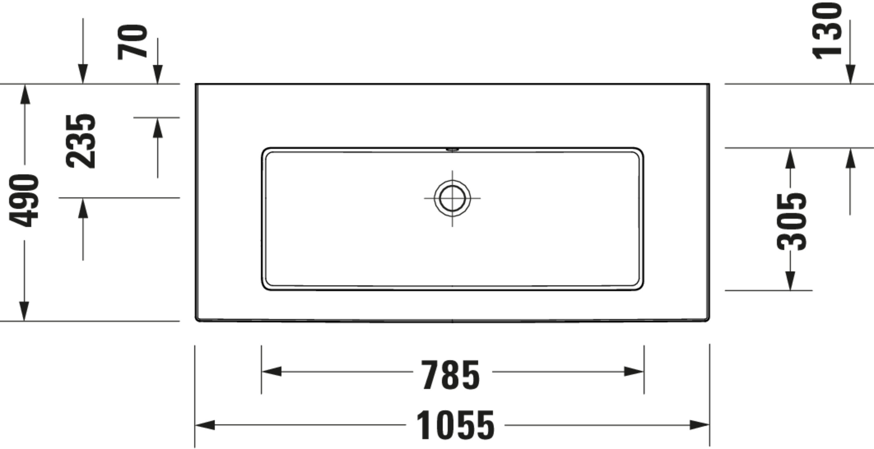 Technische Zeichnungen, Modell Nr.: 236310, Waschtisch, 1055 x 155 x 490 mm