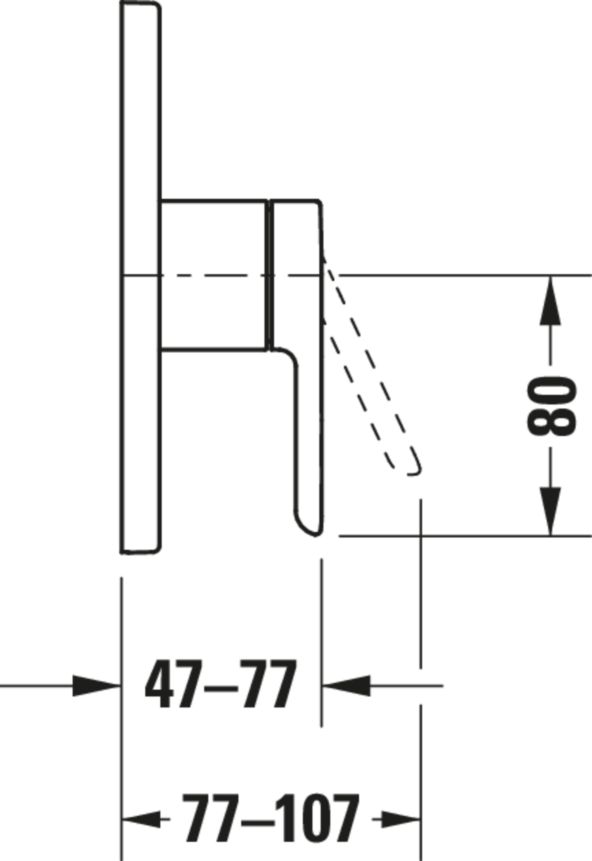 Technische Zeichnungen, Modell Nr.: C14210010, Einhebel-Brausemischer Unterputz, Chrom, 170 x 170 x 77 mm