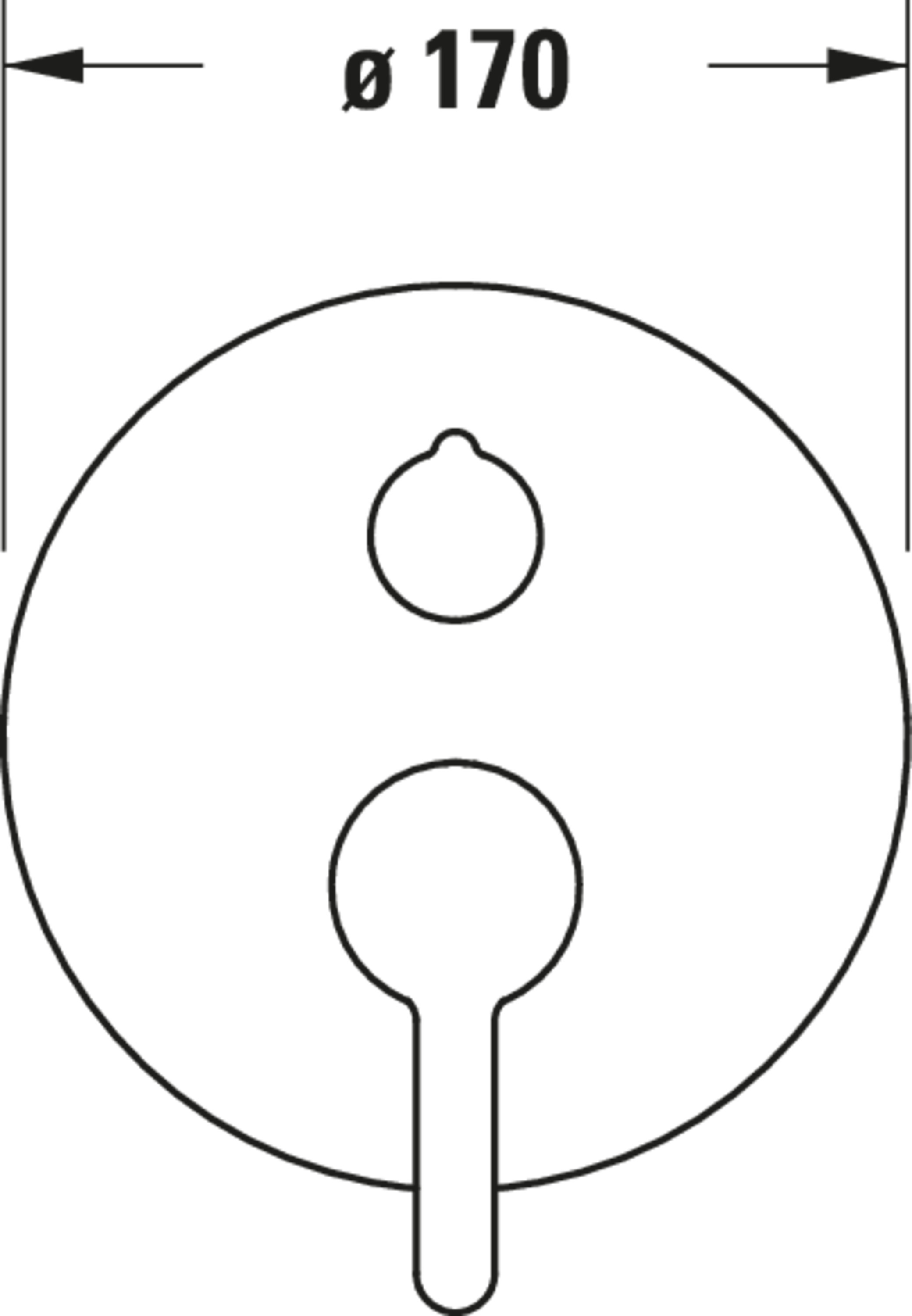 Technische Zeichnungen, Modell Nr.: C14210012, Einhebel-Brausemischer Unterputz, Chrom, 170 x 170 x 77 mm