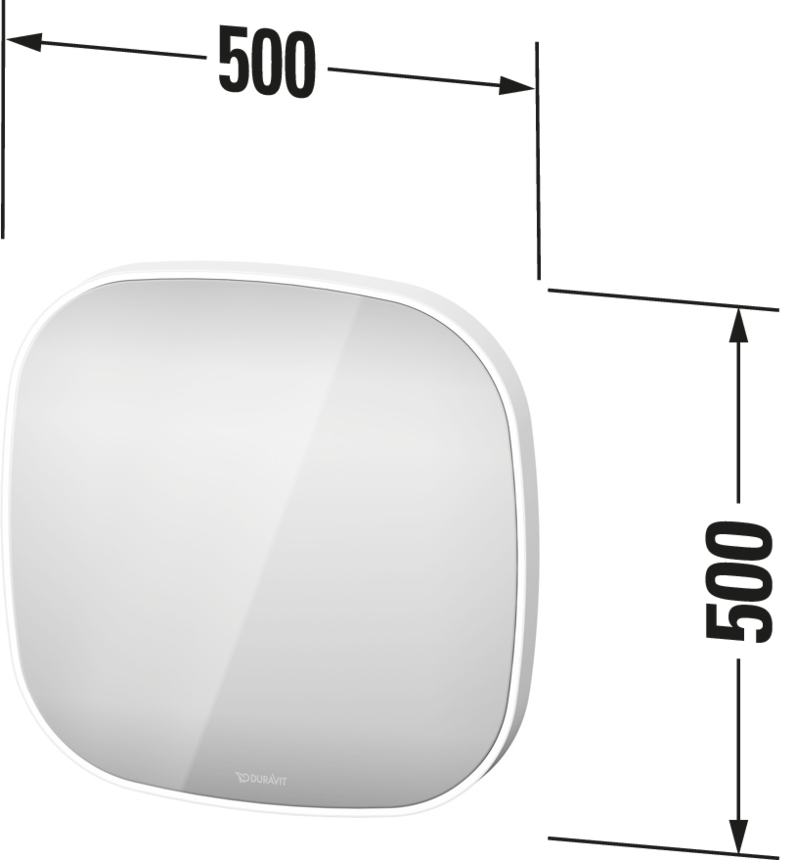 Technische Zeichnungen, Modell Nr.: ZE7055, Spiegel, 500 x 500 x 50 mm