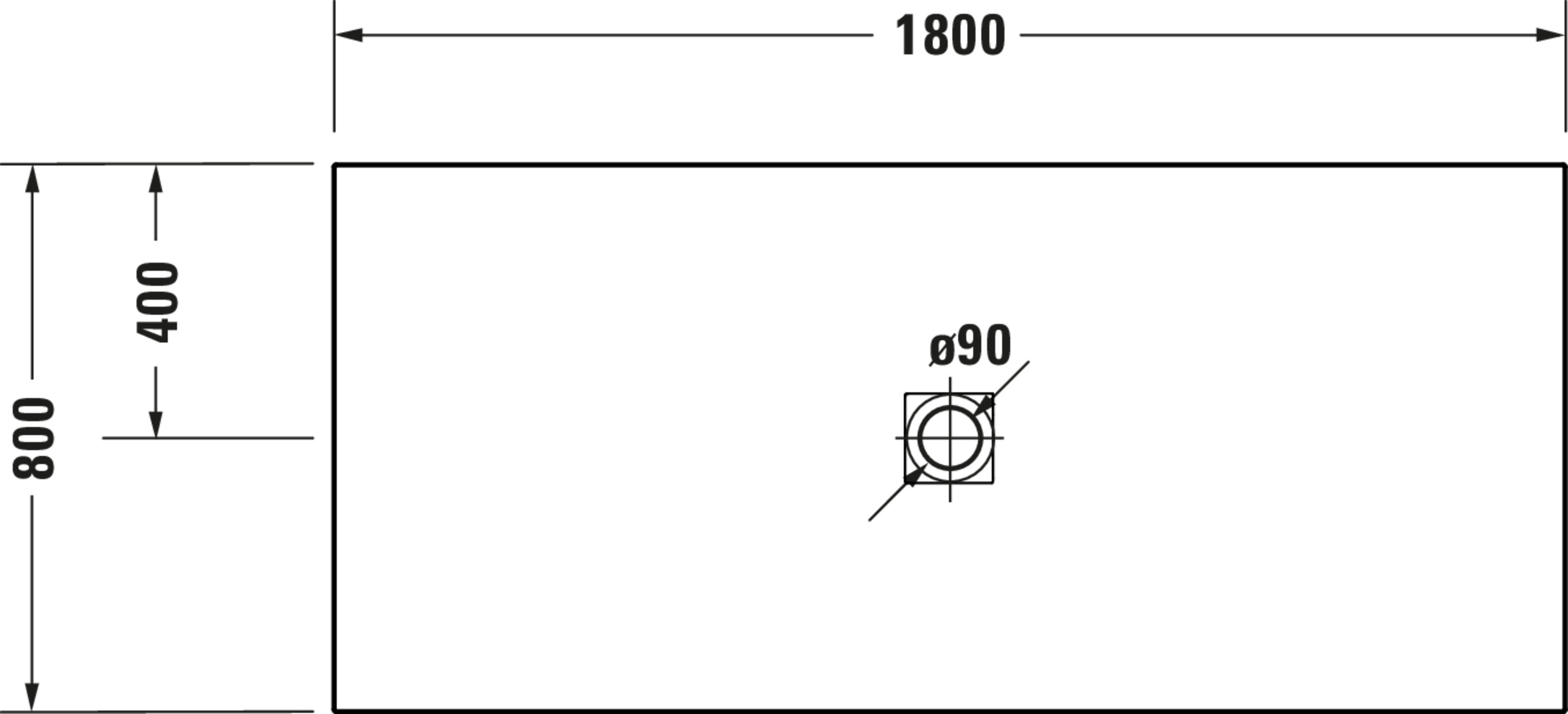 Technische Zeichnungen, Modell Nr.: 720288, Duschwanne, 1800 x 30 x 800 mm