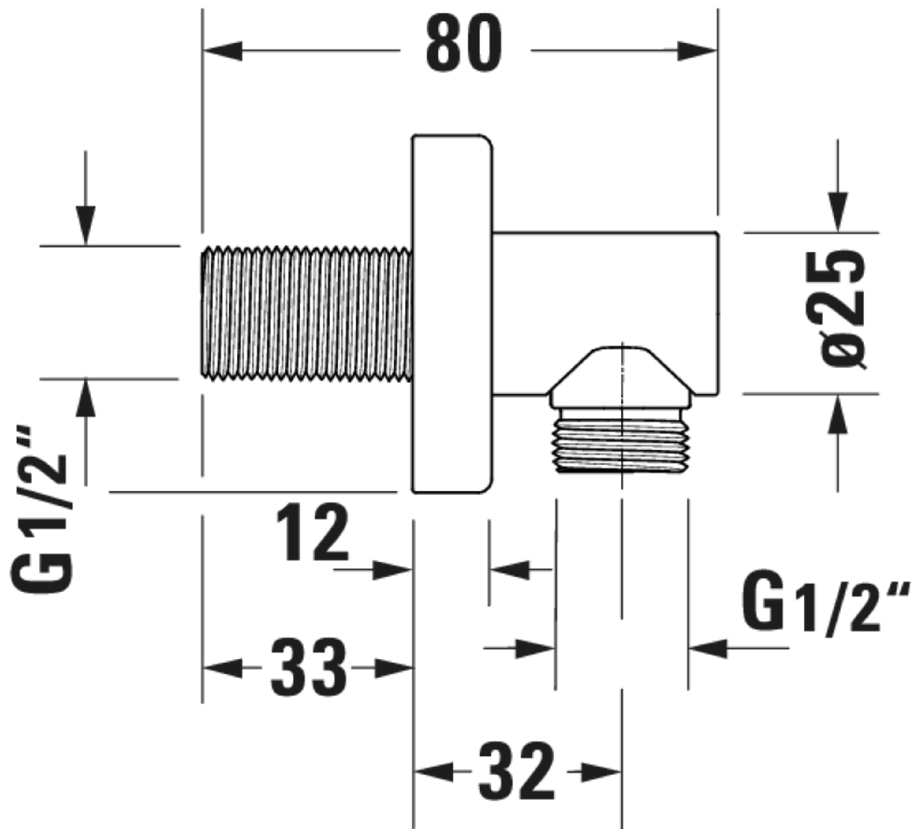 Technische Zeichnungen, Modell Nr.: UV0630011, Wandanschlussbogen, 55 x 55 x 80 mm