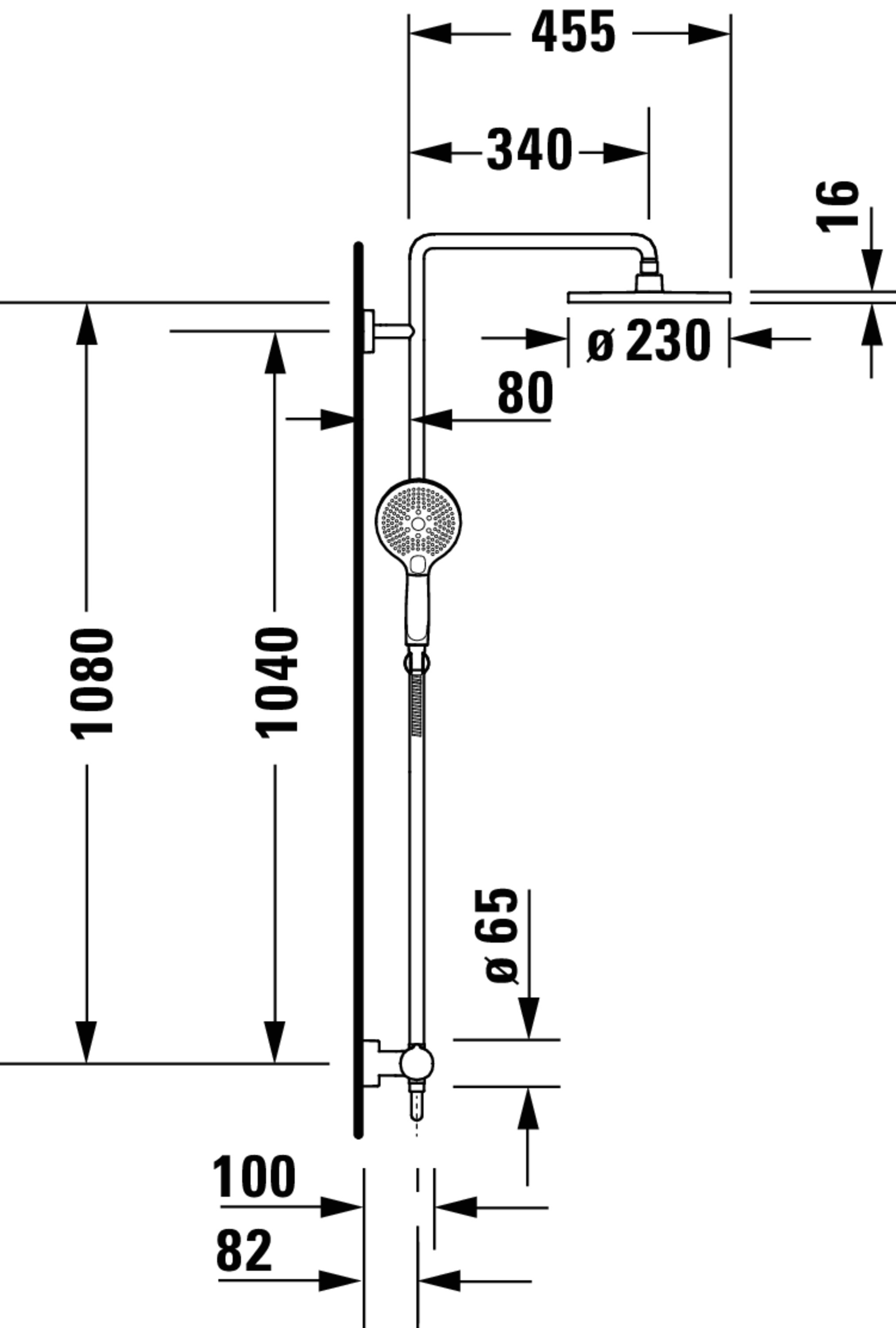 Technische Zeichnungen, Modell Nr.: C14280007, Duschsystem, Chrom, 310 x 1200 x 460 mm