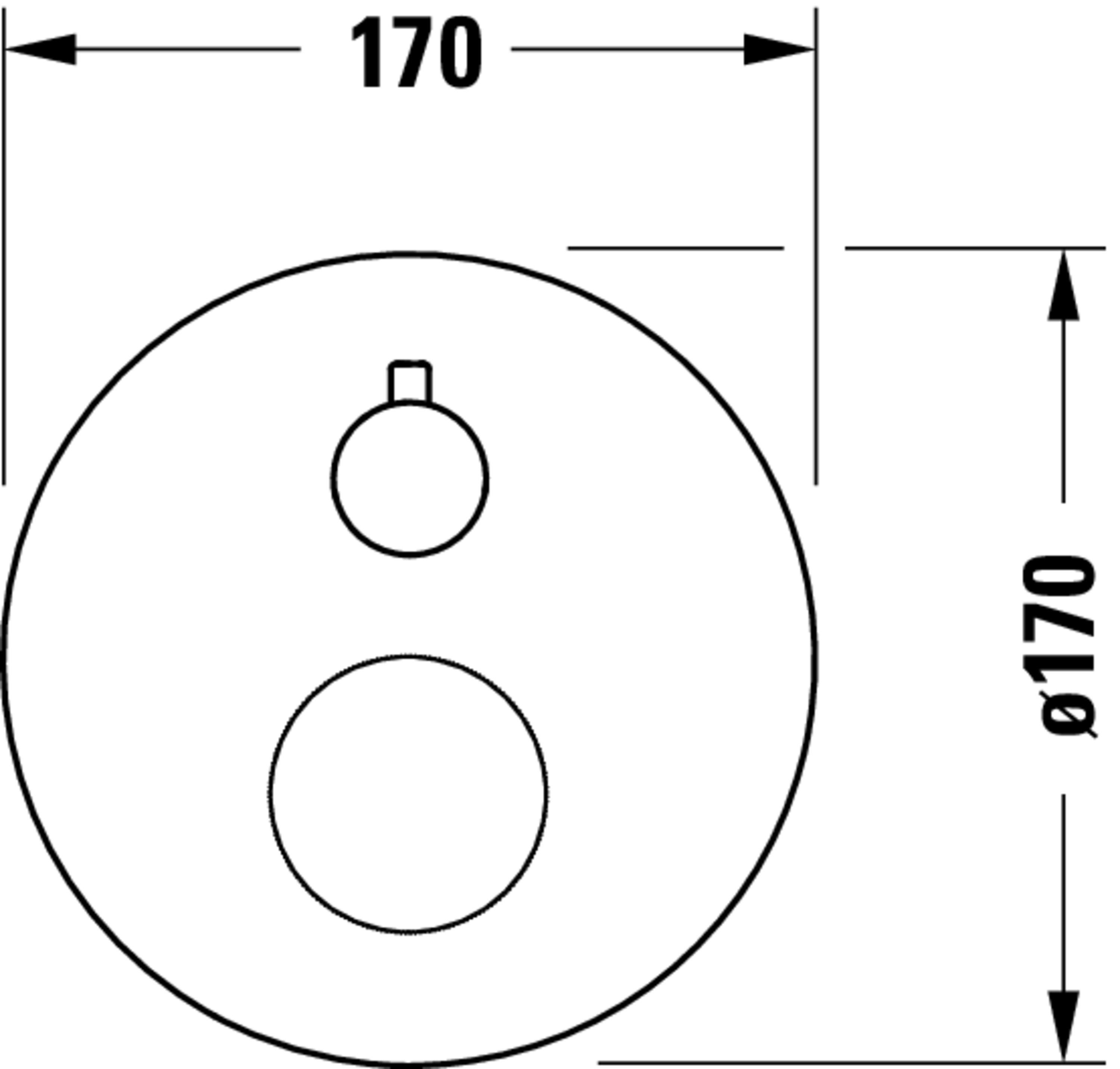 Technische Zeichnungen, Modell Nr.: WT5210018, Einhebel-Wannenmischer Unterputz, 170 x 170 x 97 mm