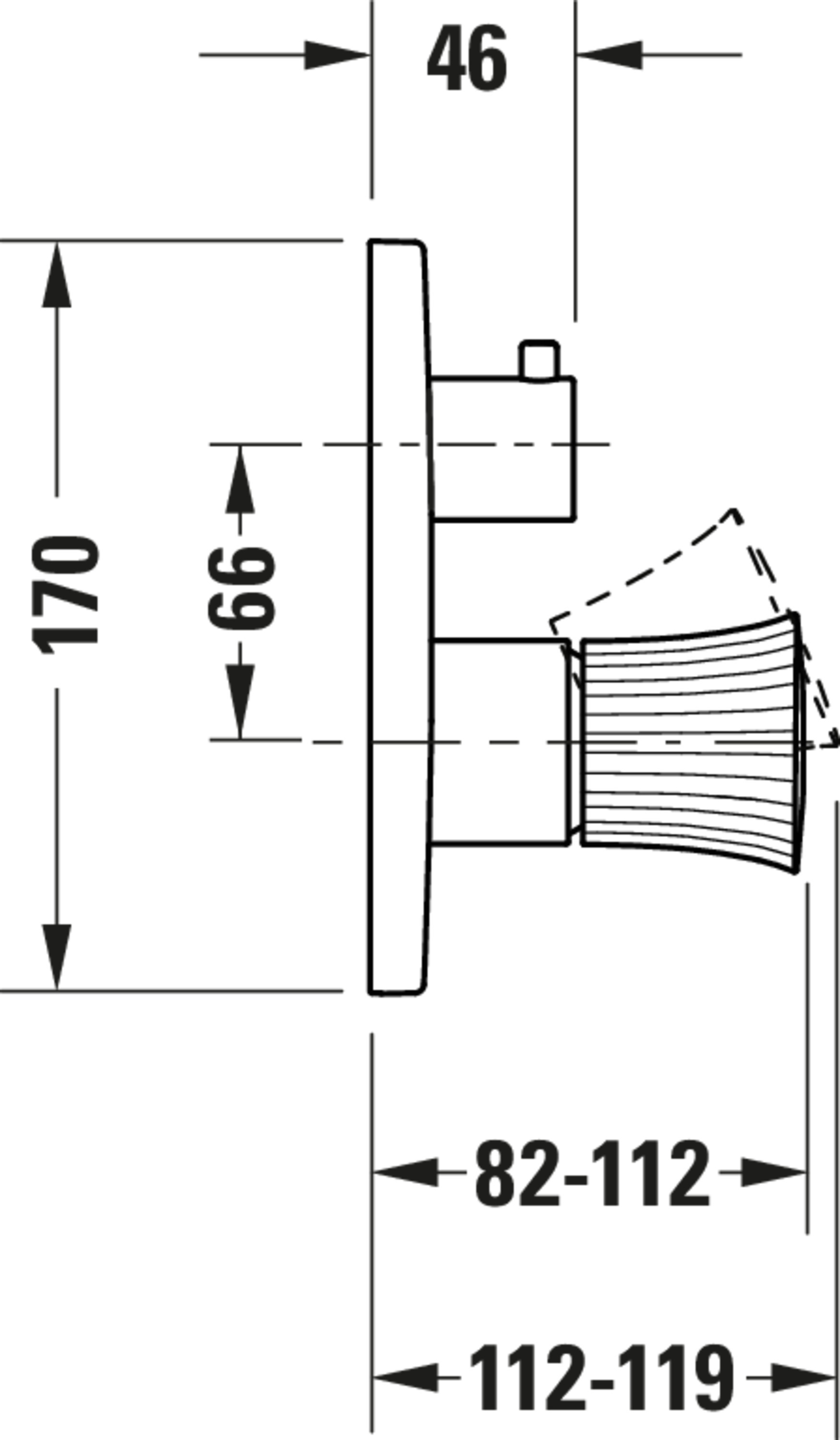Technische Zeichnungen, Modell Nr.: WT5210018, Einhebel-Wannenmischer Unterputz, 170 x 170 x 97 mm