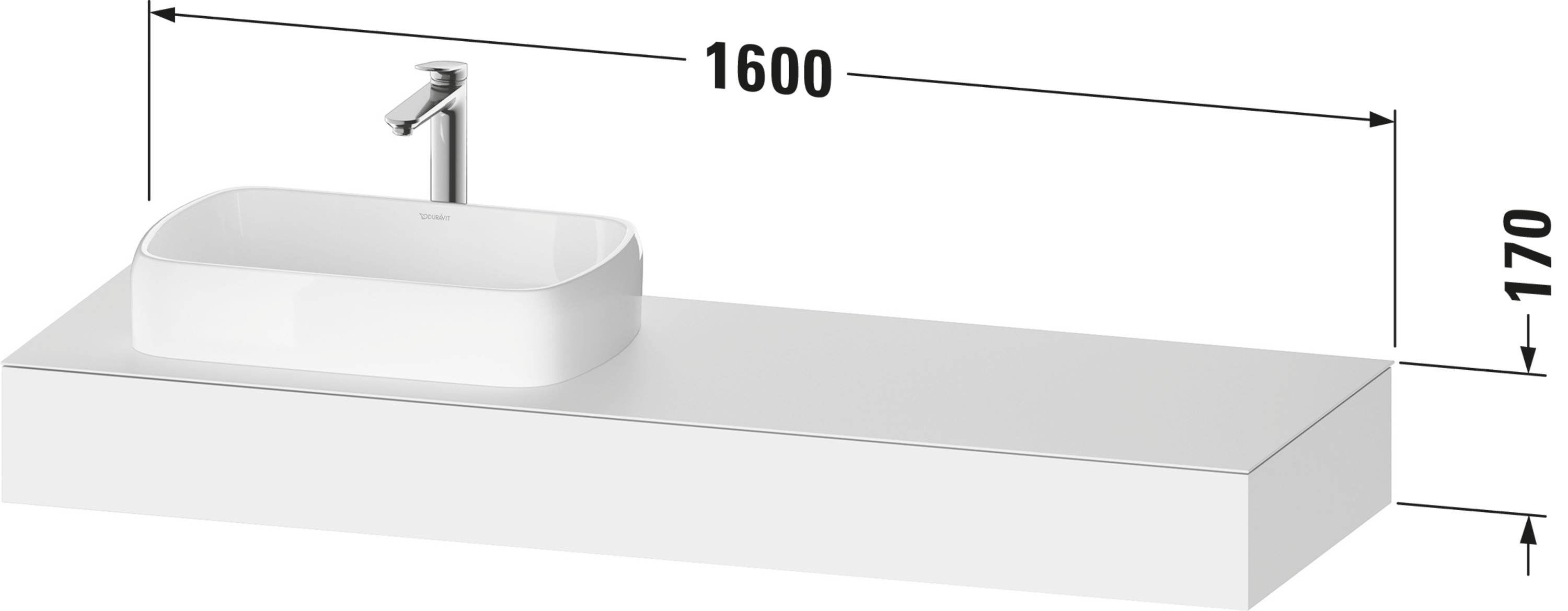 Technische Zeichnungen, Modell Nr.: QA4806, Konsole, 1600 x 170 x 550 mm