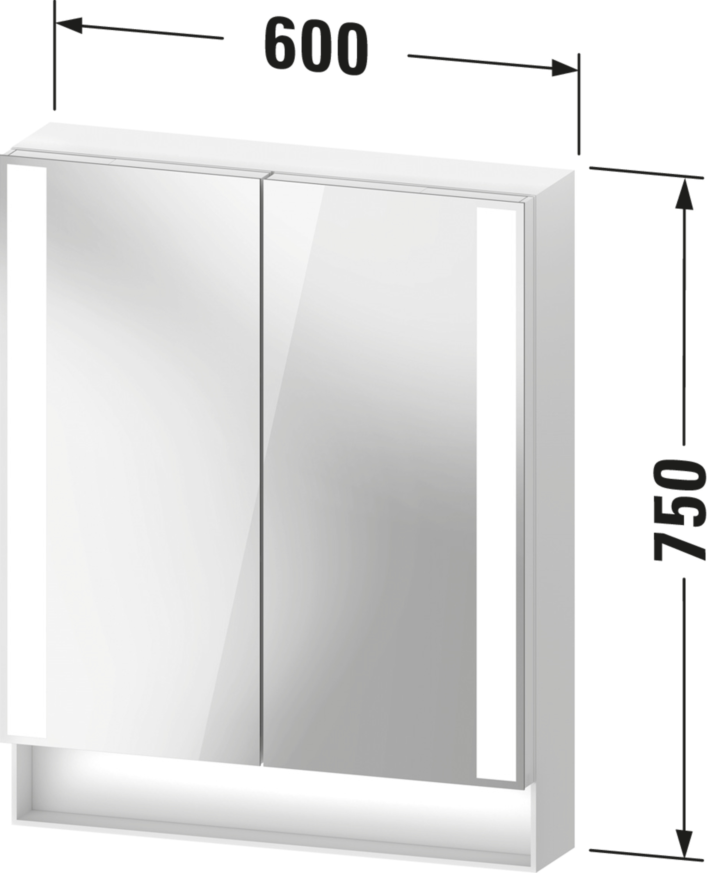 Technische Zeichnungen, Modell Nr.: QA7150, Spiegelschrank, 600 x 750 x 155 mm