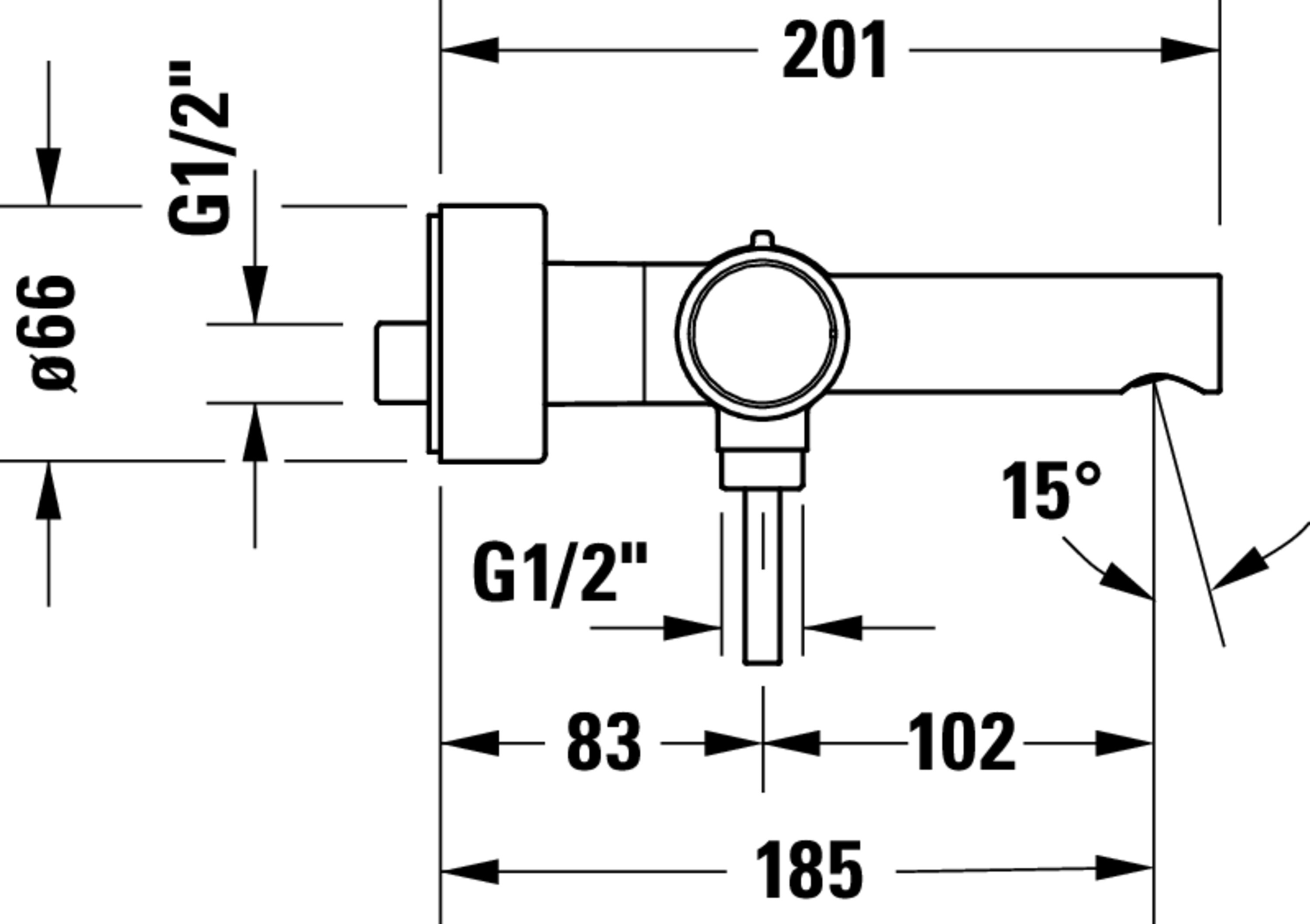 Technische Zeichnungen, Modell Nr.: CE5230000, Einhebel-Wannenmischer Aufputz, Chrom, 290 x 118 x 201 mm