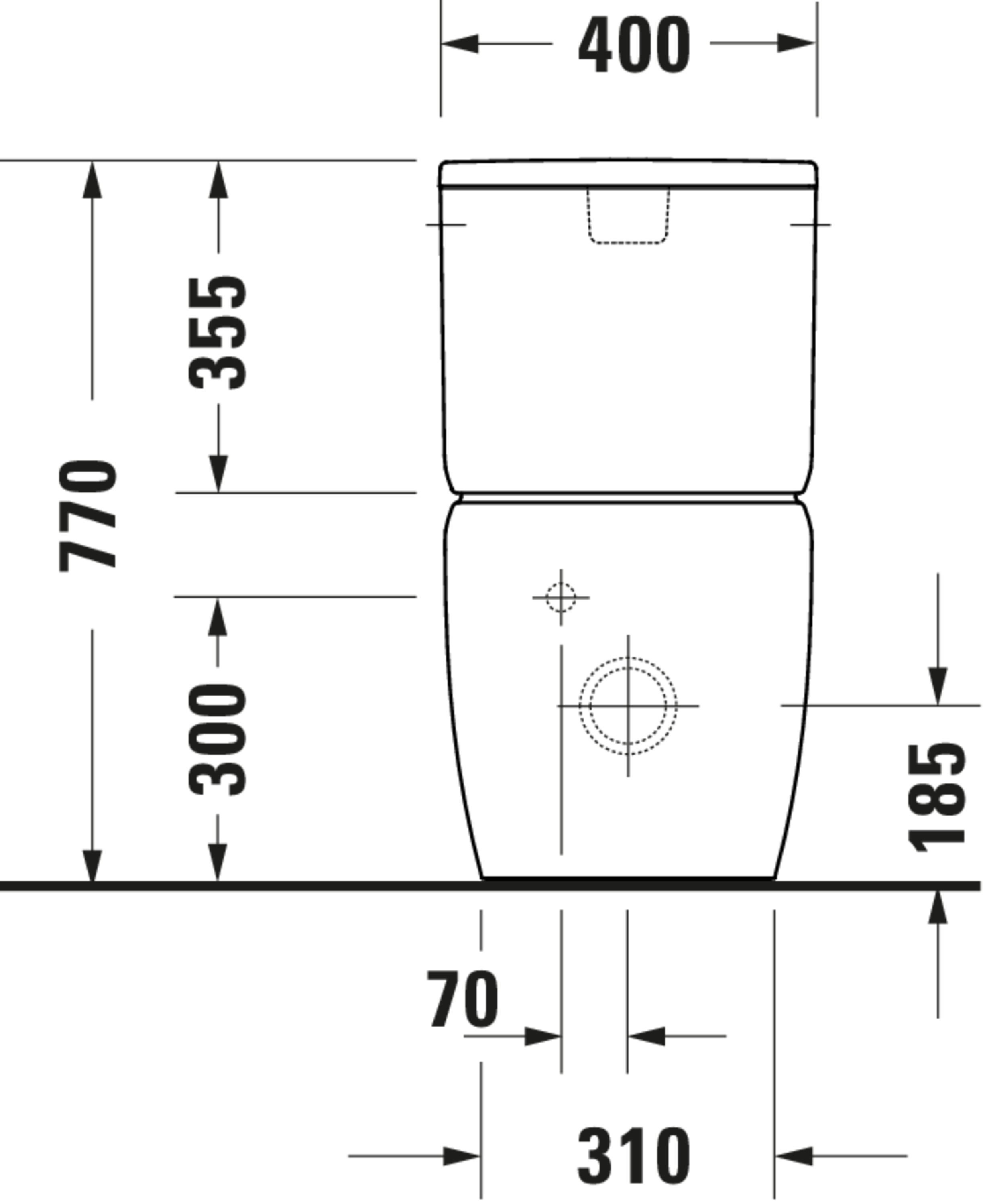 Technische Zeichnungen, Modell Nr.: 202109, Stand WC für Kombination, 390 x 400 x 660 mm