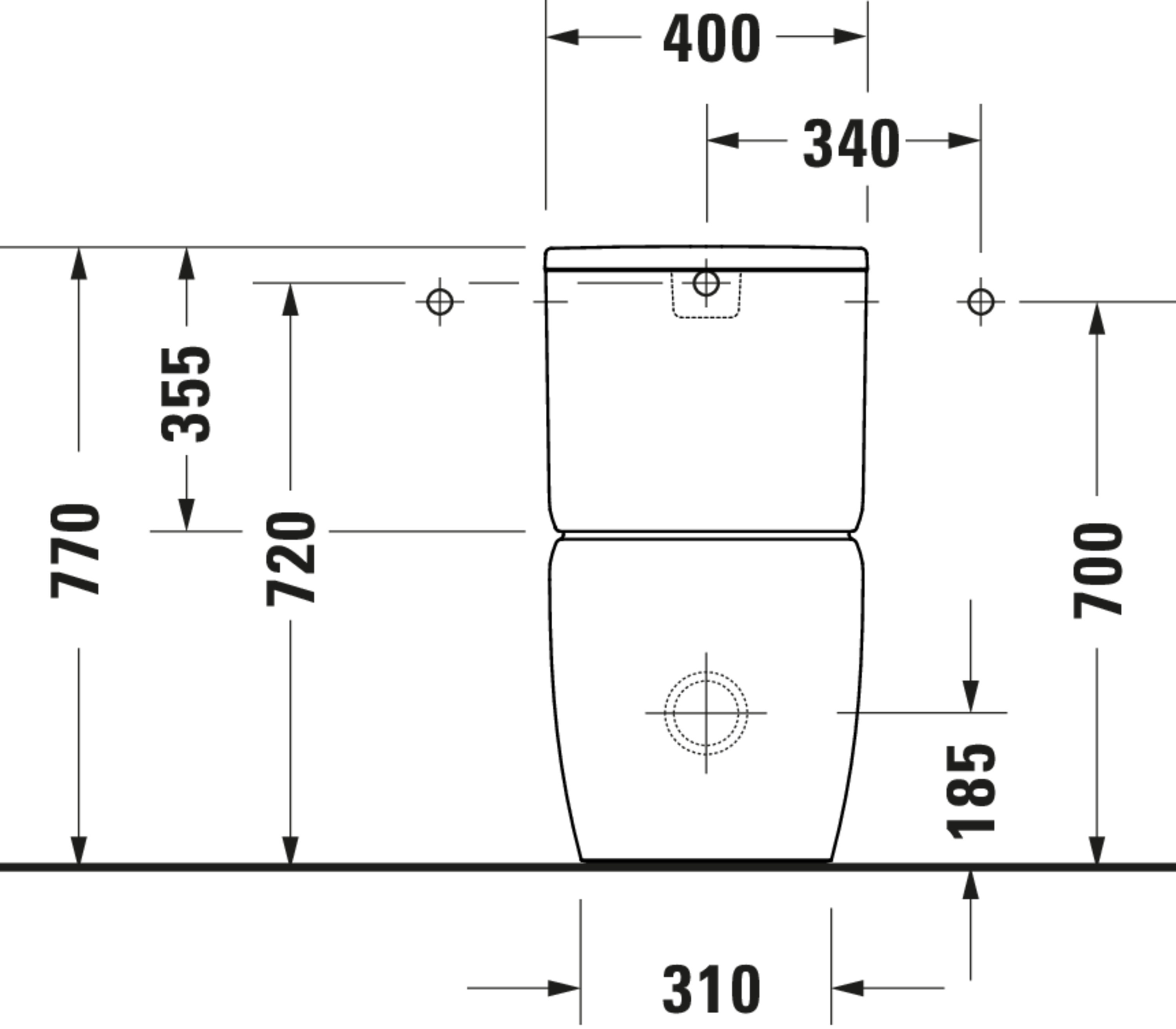 Technische Zeichnungen, Modell Nr.: 202109, Stand WC für Kombination, 390 x 400 x 660 mm