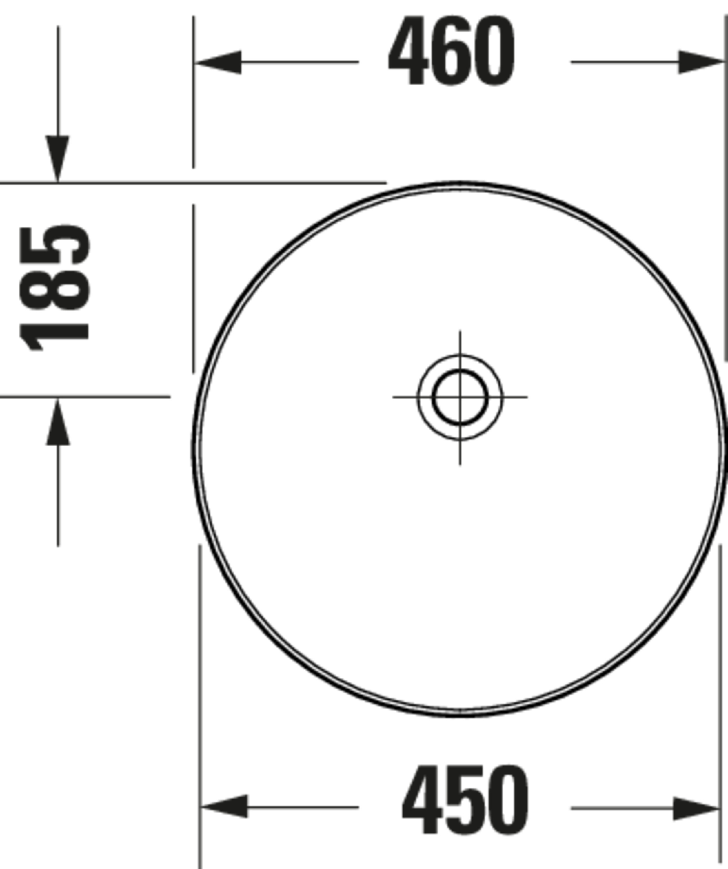 Technische Zeichnungen, Modell Nr.: 266146, Aufsatzbecken, 460 x 130 x 460 mm