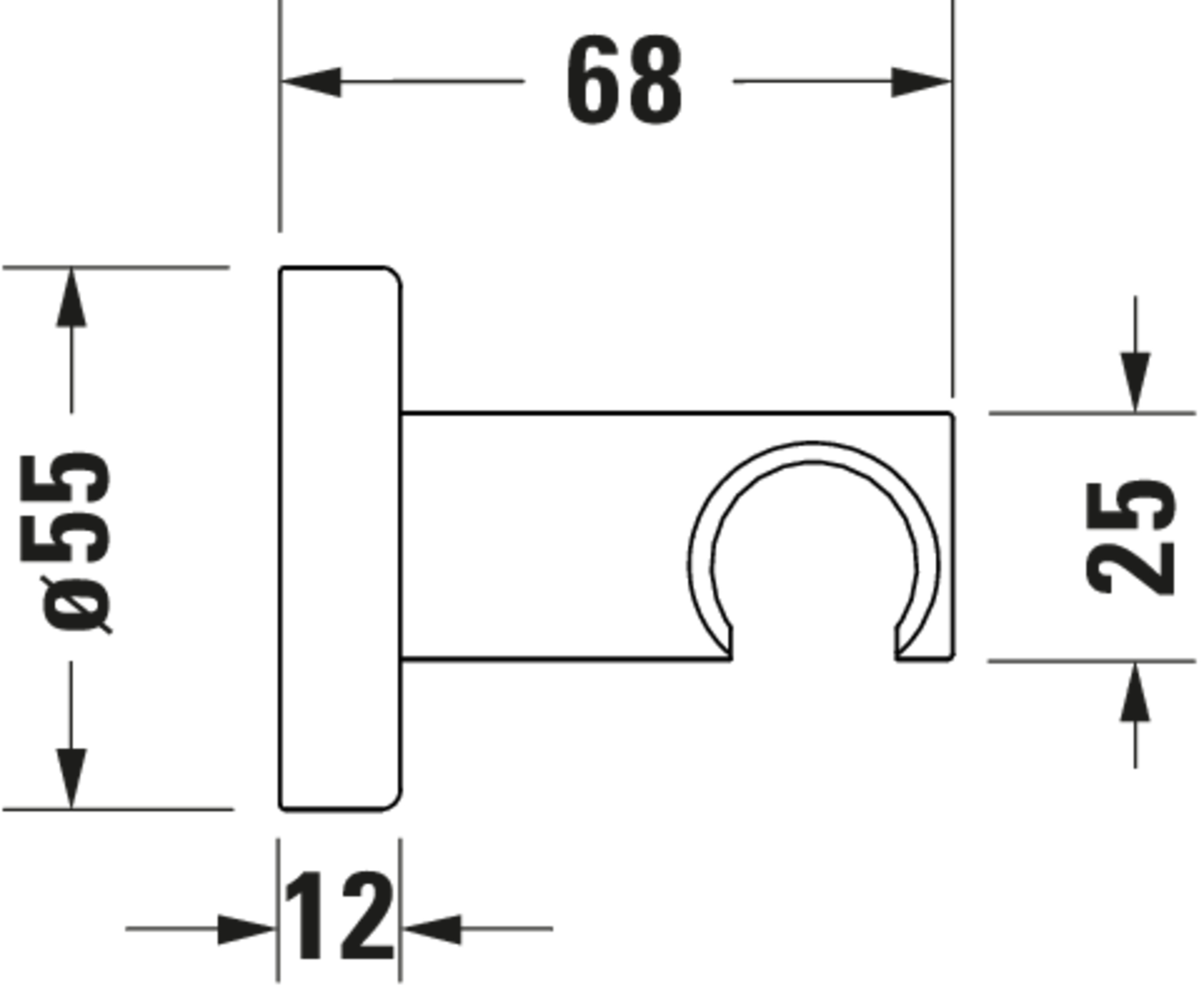 Technische Zeichnungen, Modell Nr.: UV0620007, Brausehalter, 55 x 55 x 102 mm