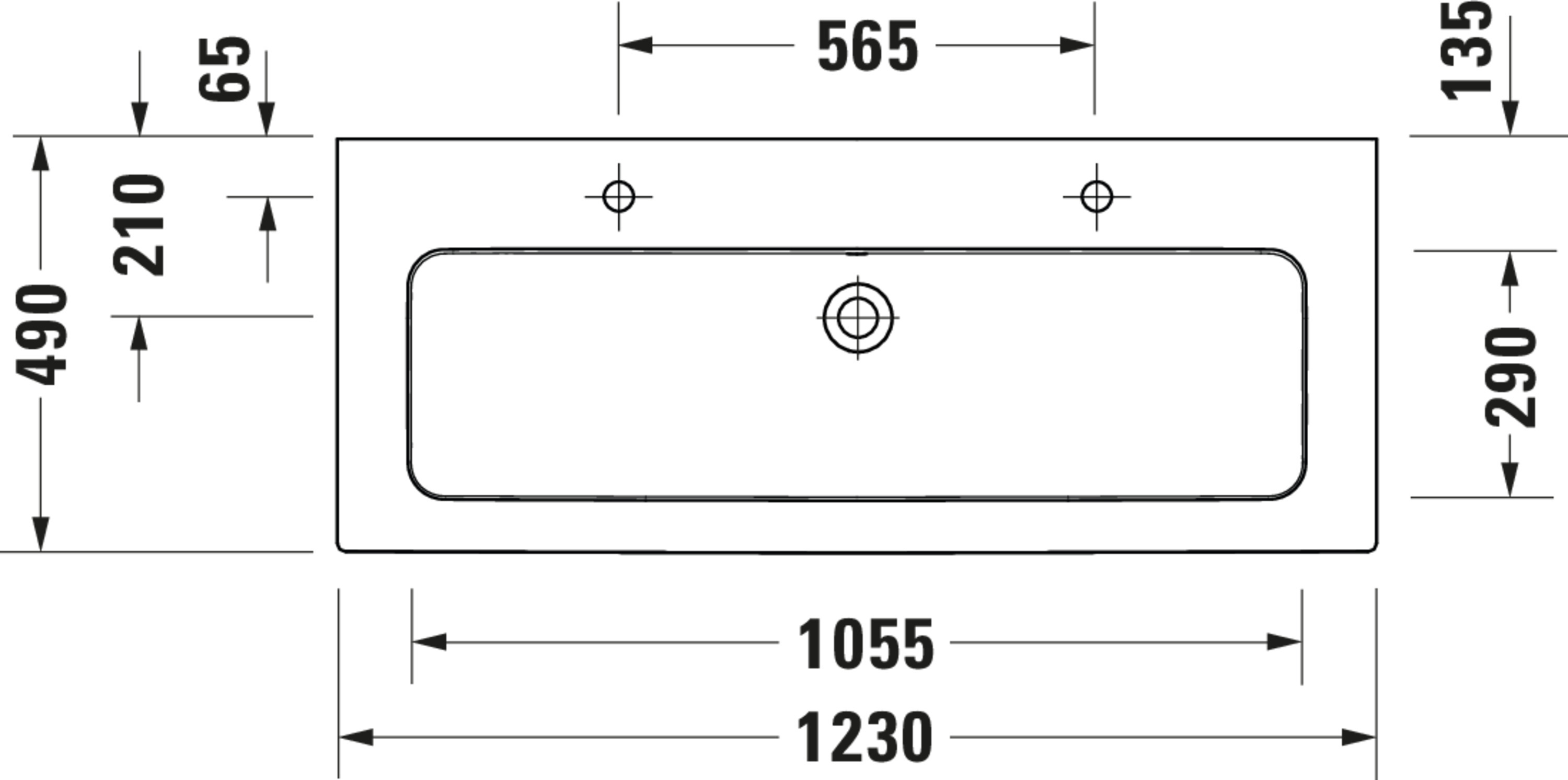 Technische Zeichnungen, Modell Nr.: 236112, Waschtisch, 1230 x 180 x 490 mm