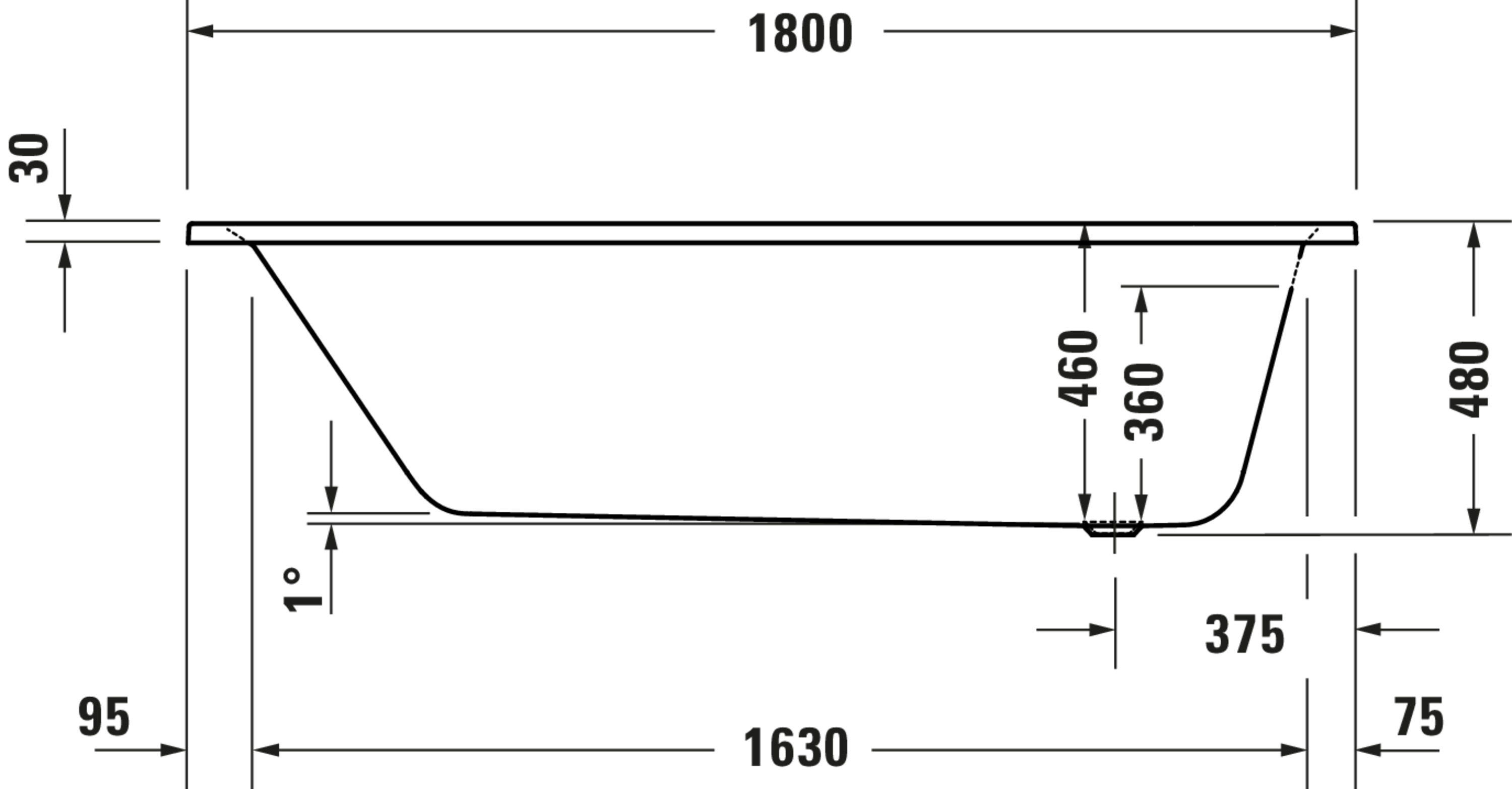 Technische Zeichnungen, Modell Nr.: 760549, Whirlwanne, Weiß, 1800 x 480 x 800 mm