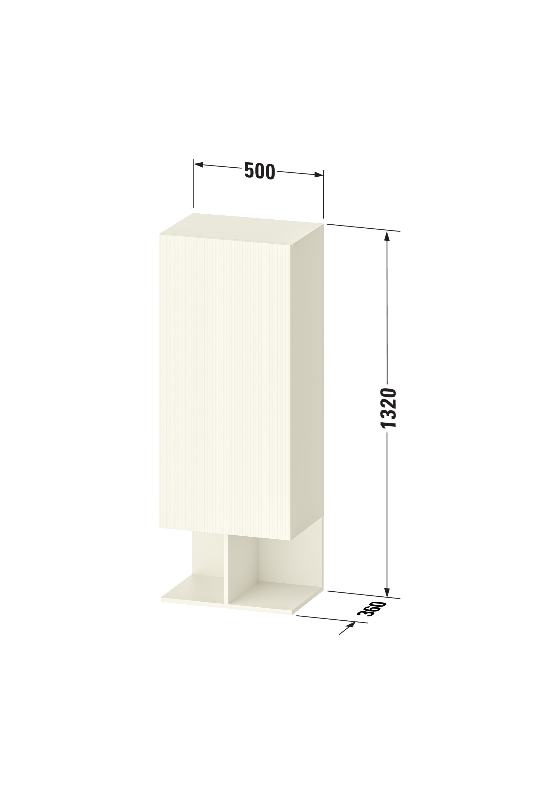 Technische Zeichnungen, Modell Nr.: BA1302, Halbhochschrank, 500 x 1320 x 360 mm