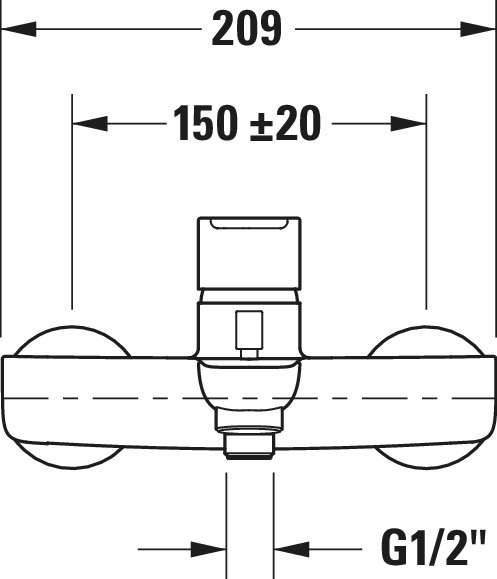 Technische Zeichnungen, Modell Nr.: B15230000, Einhebel-Wannenmischer Aufputz, Chrom, 209 x 101 x 171 mm