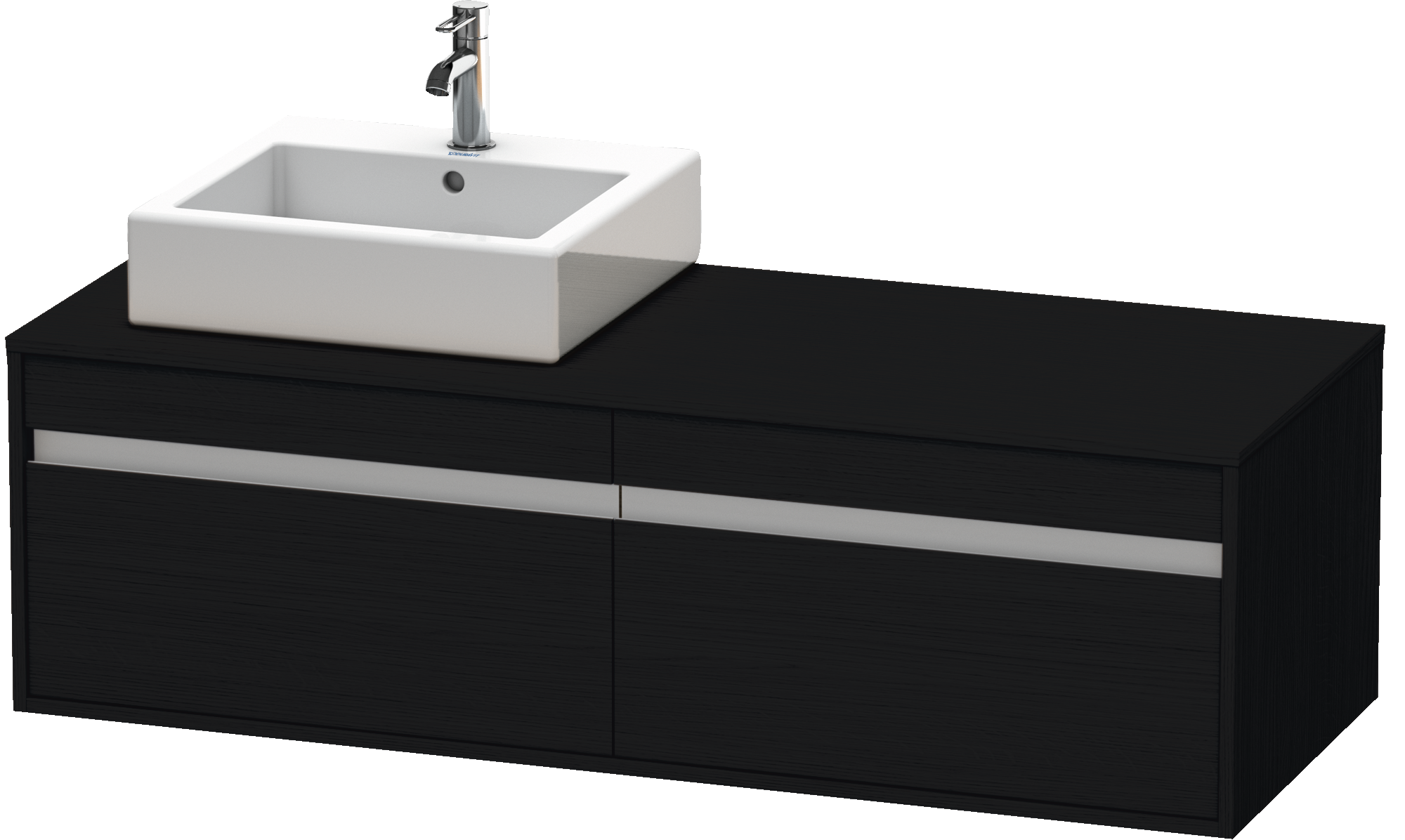 Produktabbildung, Modell Nr.: KT6697, Ketho, Konsolenwaschtischunterbau wandhängend, Eiche Schwarz, 1400 x 426 x 550 mm